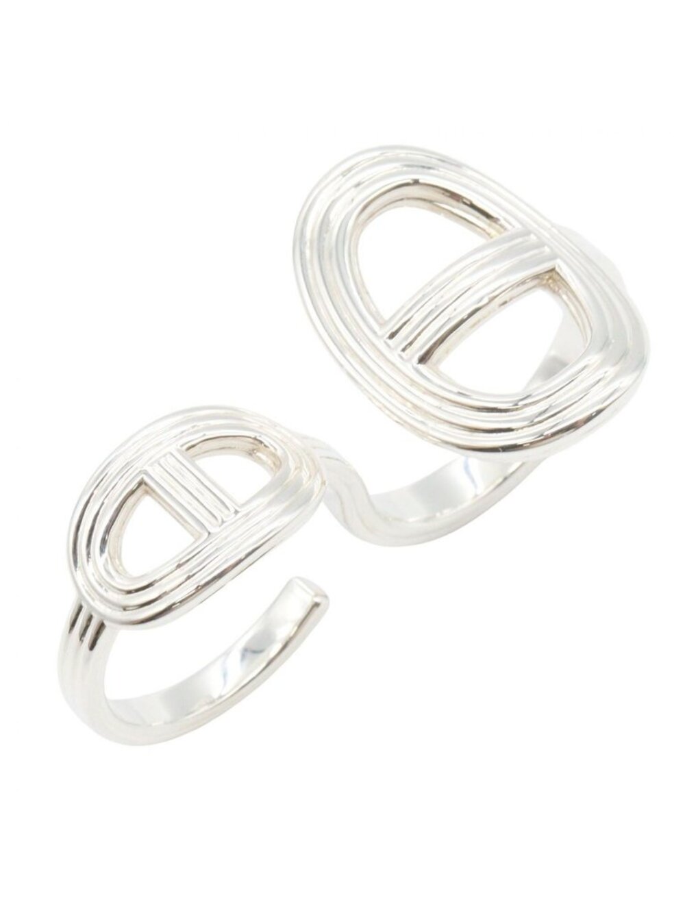 Hermes Ring Chaine D'ancre Double 925 Sterling Silver